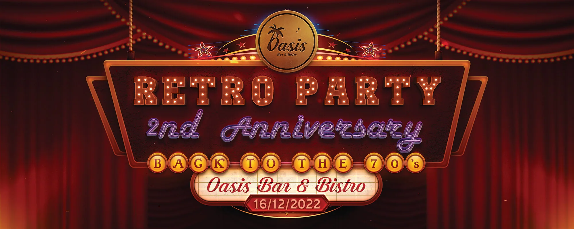 Oasis Bar & Bistro: 2nd Anniversary Banner Design, graphic design