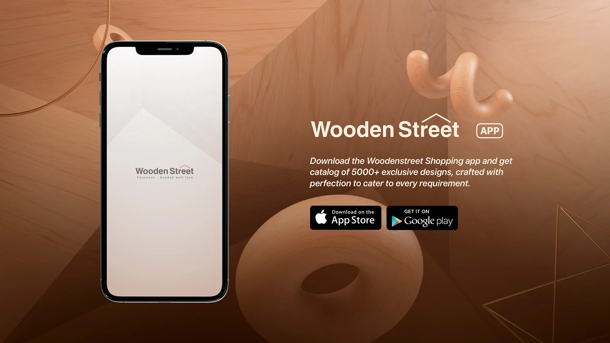 Wooden Street: App Announcement, graphic design